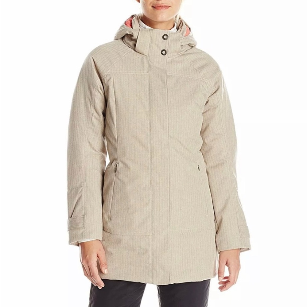 Prana Petunia Primaloft Puffer Jacket in Beige/Coral Size Small